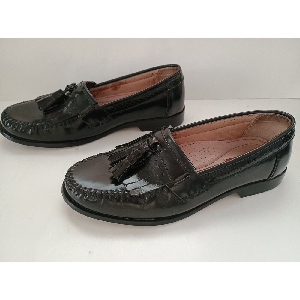 Bass Leather Grammer Kiltie Tassel Black Slip On Loafer Casual Shoe Mens 8 M
